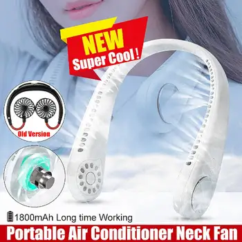 

Portable Electric Air Conditioner 2 in 1 Rechargeable Mini Sport Air Cooler Outdoor Hanging Dual Wind Head Neck Cooling Fan