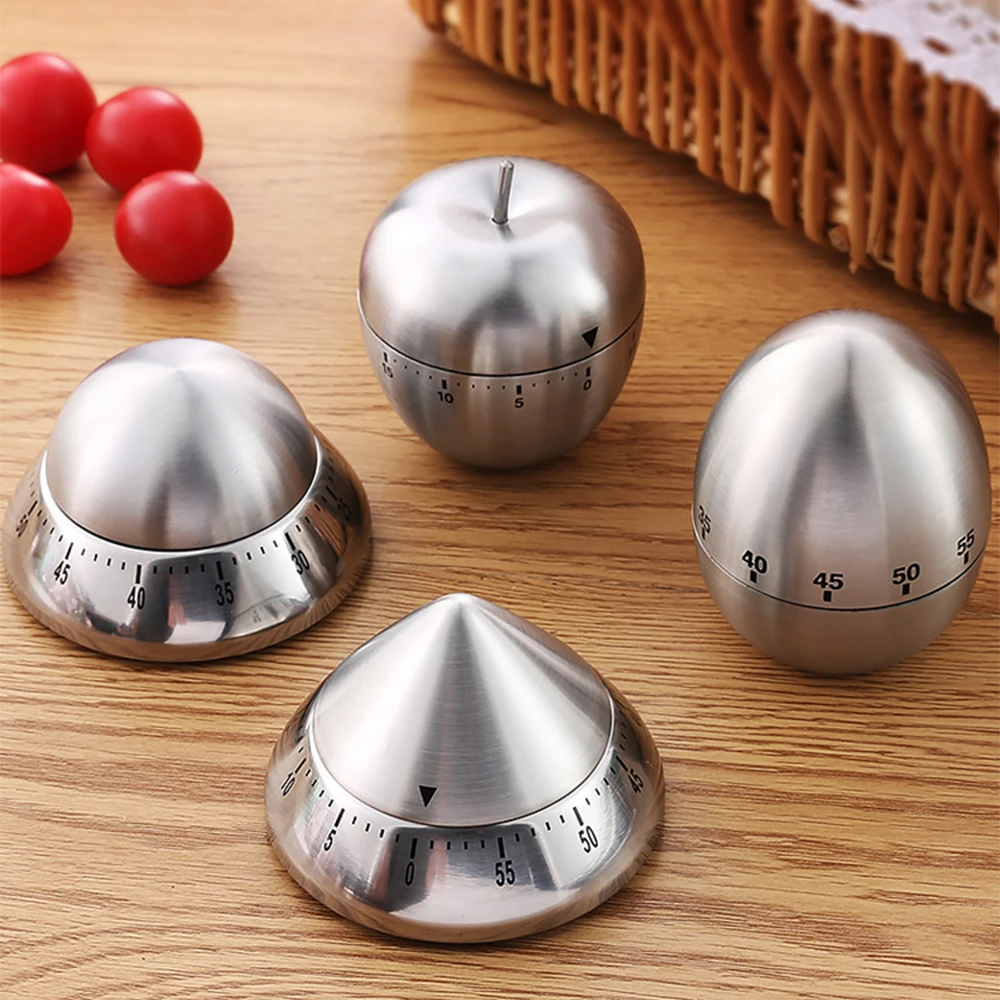 Kitchen timer stainless steel cooking eggs 60 minutes mechanical alarm clock baking cooking tools countdown time management-0
