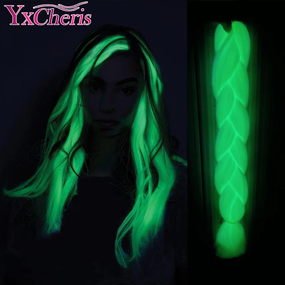 Shining-Hair Jumbo Braids Glowing Synthetic 100g No Darkness Yxcheris Luminous