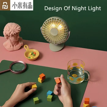 

Youpin Edon Mini Electric Portable Fans Night Light Design Rotating Desktop Fan Low Noise High Wind Rechargeable Outdoor Travel