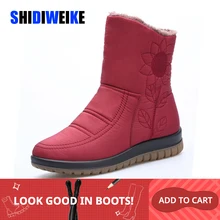 Зимние женские теплые ботинки; женские водонепроницаемые теплые ботильоны на танкетке; обувь из плюша на платформе; женские ботинки с вышивкой; Botas Mujer Zapatos