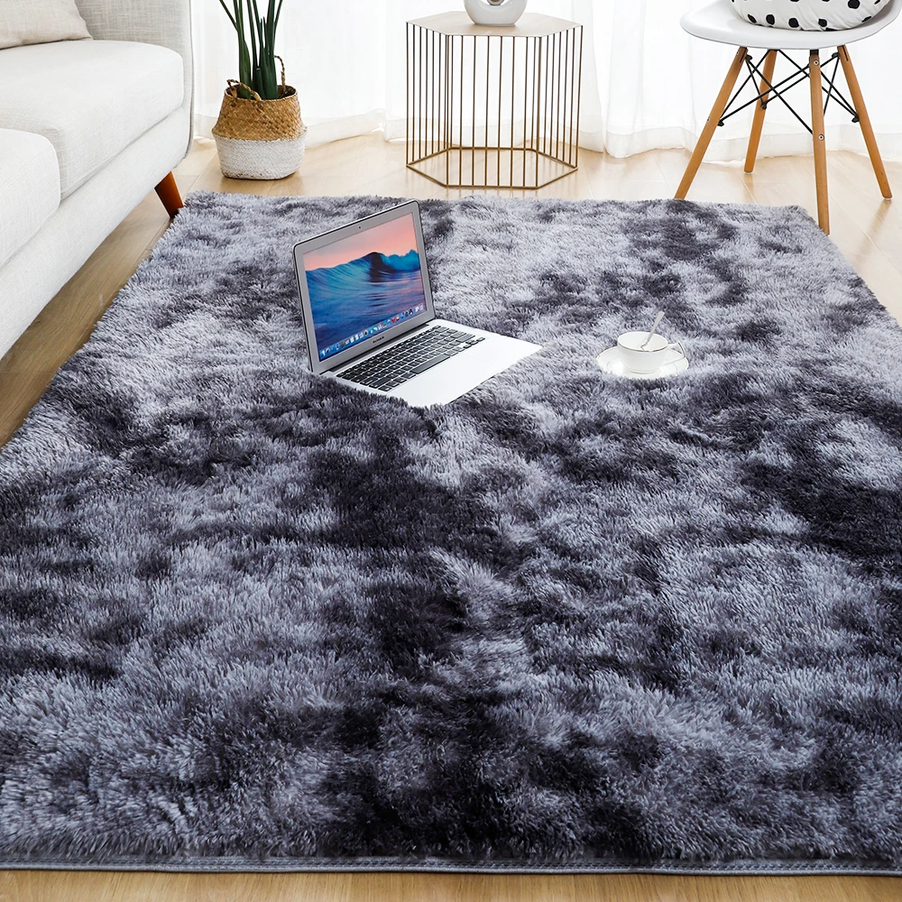 Soft Carpet for Living Room Plush Rug Fluffy Thick Carpets Bedroom Decor Area Long Rugs Anti slip Floor Mat Gray Kids Room Mat
