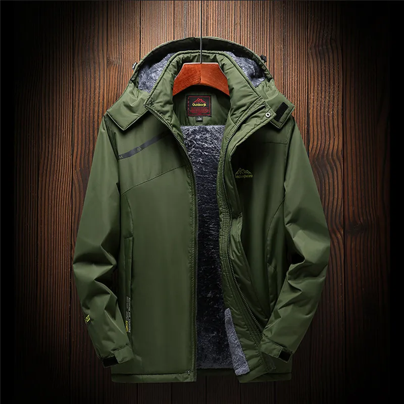 Army Green Мужская однотонная куртка, зимняя уличная кашемировая утолщенная толстовка на молнии, Спортивная уличная куртка для мужчин, ветровка, уличная одежда - Цвет: Army Green