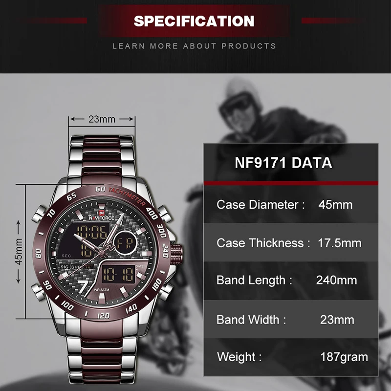 NAVIFORCE, мужские цифровые часы, светодиодный, спортивные, военные, мужские, s, кварцевые наручные часы, мужские, светящиеся, водонепроницаемые часы, Relogio Masculino