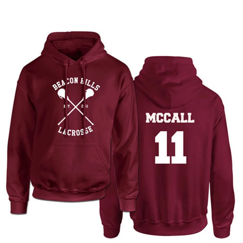 Подростковый худи с изображением волка для мужчин McCall 11 Lacrosse Stilinski 24 Lahey 14 пуловер с принтом Hoddies красные толстовки Прямая поставка