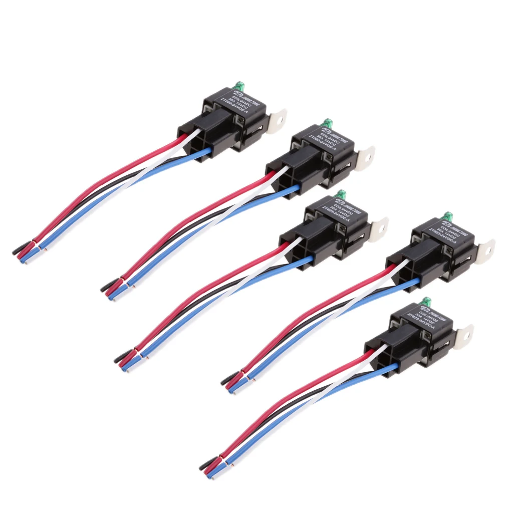 5pcs 24V 30A 4 Pin SPST Relay General Purpose Relay Electrical Connection