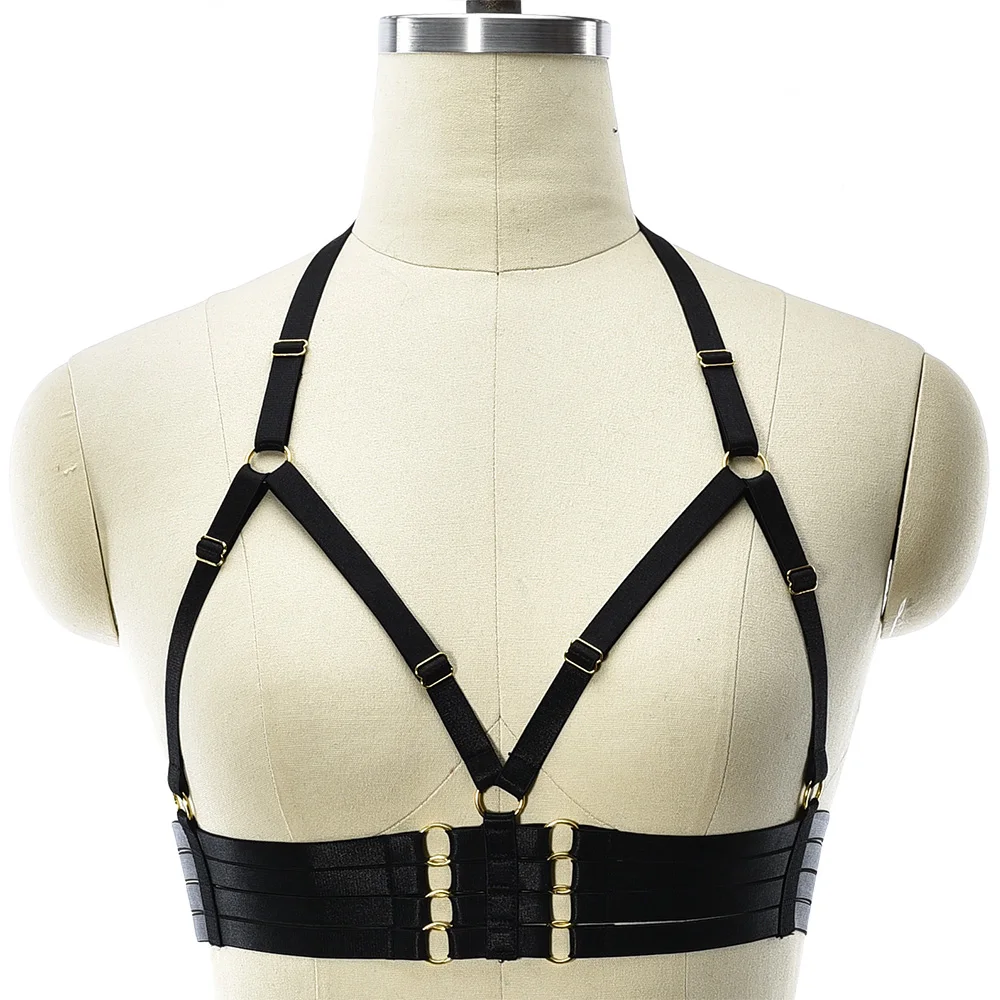 

JLX.HARNESS Black Open Chest Bra Women Sexy Lingerie Pastel Goth Body Harness Punk Erotic Bondage Harness Clothes Edgy Bra