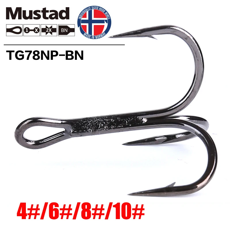 Mustad Tremble Hook High Carbon Steel High Strength Sea Bass Fishing Lure  Hook Saltwater Sharp Triple Fishing Tackle Accessories