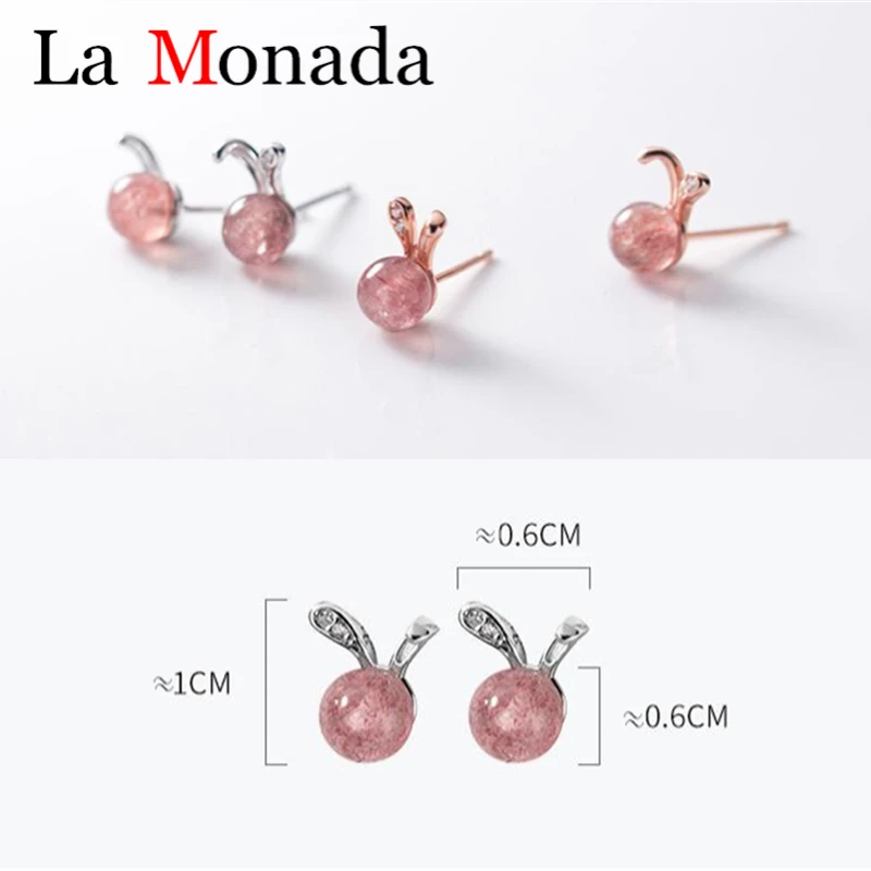 

Cute Baby Girls Small Earrings 925 Sterling Silver Animal Rabbit Ears Stud Pink Crystal CZ Jewelry