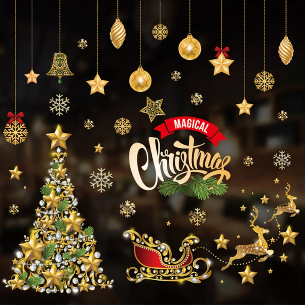 Рождественский шар шаблон наклейка «windom» стекло двери наклейки X-mas Tree Mall год Navidad вечерние DIY новогодние наклейки на окно - Цвет: Серебристый