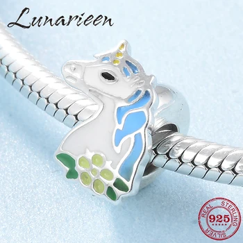 

Lucky colorful Enamel Unicorn Stopper Spacer Beads 925 Sterling Silver Bead Fit Original Pandora Charm Bracelet Jewelry making
