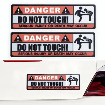 

2pcs Car Stickers Don't Touch Dangerous Style 16*5cm Decal Wear Resistant Useful Scratch Resistant Decorative Stickers