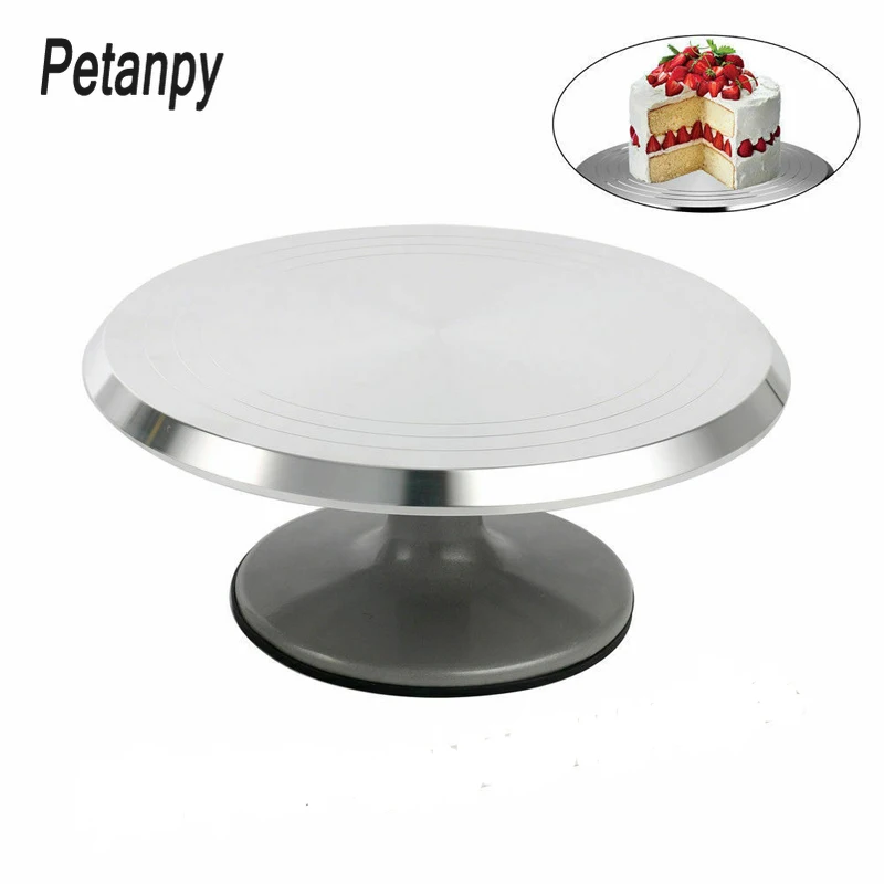 

New Baking tool 12 inch alloy mounted cream cake Turntable Rotating table stand base turn around Decorating silver metal