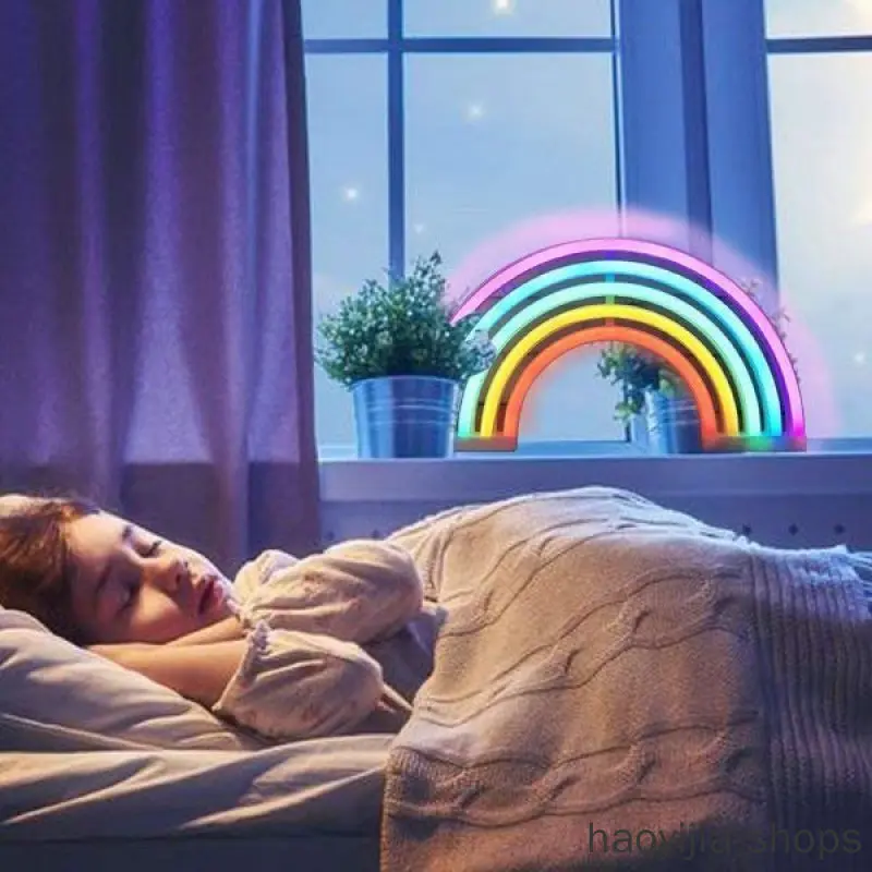 #*Cheap New Cute Rainbow Neon Signboard LED Rainbow Light Decoration Neon Wall Decoration Christmas Neon Light Bulb Tube Fashion