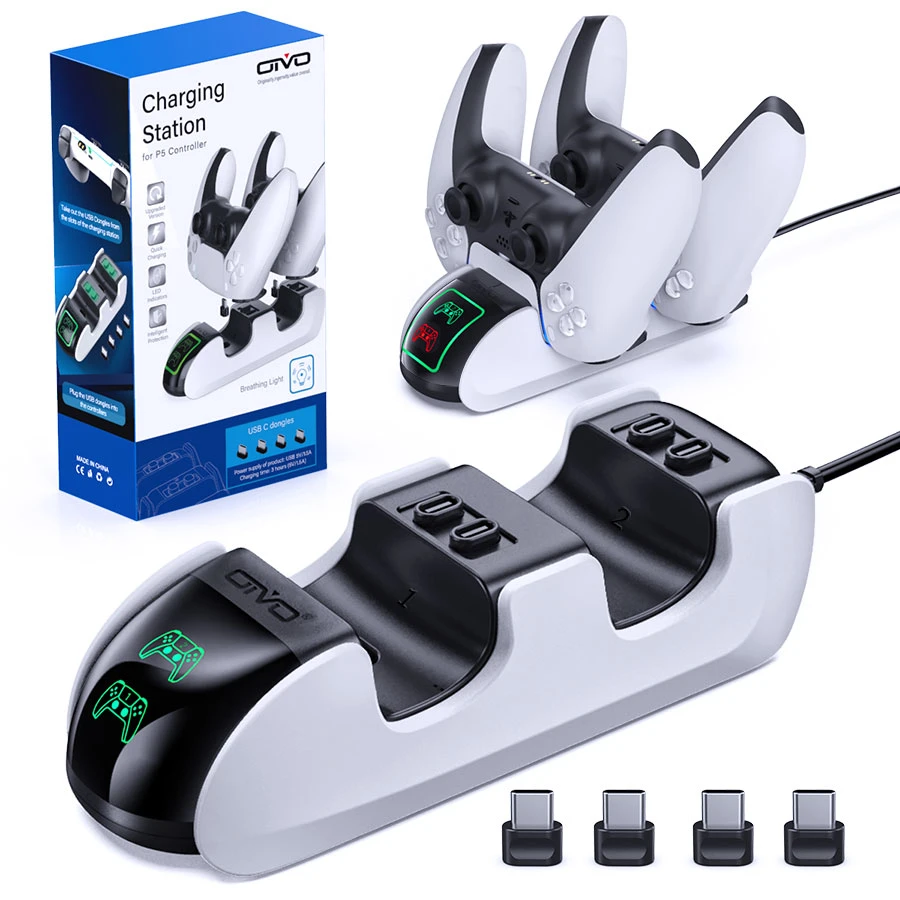 OIVO For PS5 Controller Charger Fast Charging Dock for PS5 Controllers Stand with LED Indicator for SONY PlayStation 5 Gamepad