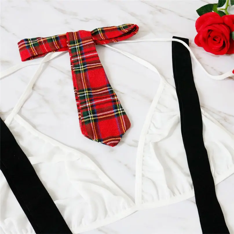 1 Set New Fashion Women Plus Size Babydoll Sexy Underwear Uniform Bra+Tie+Mini Skirt Set Sexy Lingerie Erotic Cosplay Sex 3A28 (7)