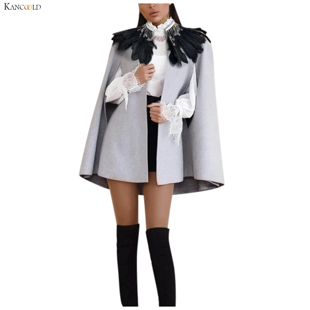 amazing  KANCOOLD coats Fashion Feathers Mediaeval Cloak Retro Gothic Cape Overcoat Full Length new coats an