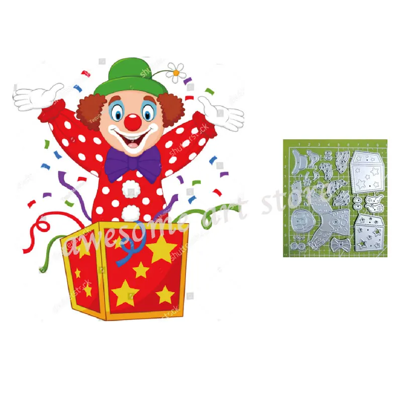 

Colored Joker Clown Metal Cutting Dies 2021 Kids Craft Card Making For Diy Scrapbooking Paper Stencils New Embossing Dies Cut
