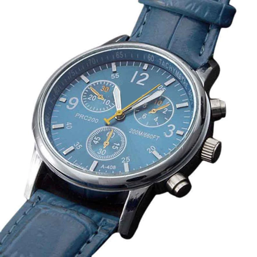 New Sport Wristwatches Men Luxury Crocodile PU Leather Analog Watches Men business yellow pin military Clock Relogio Masculino