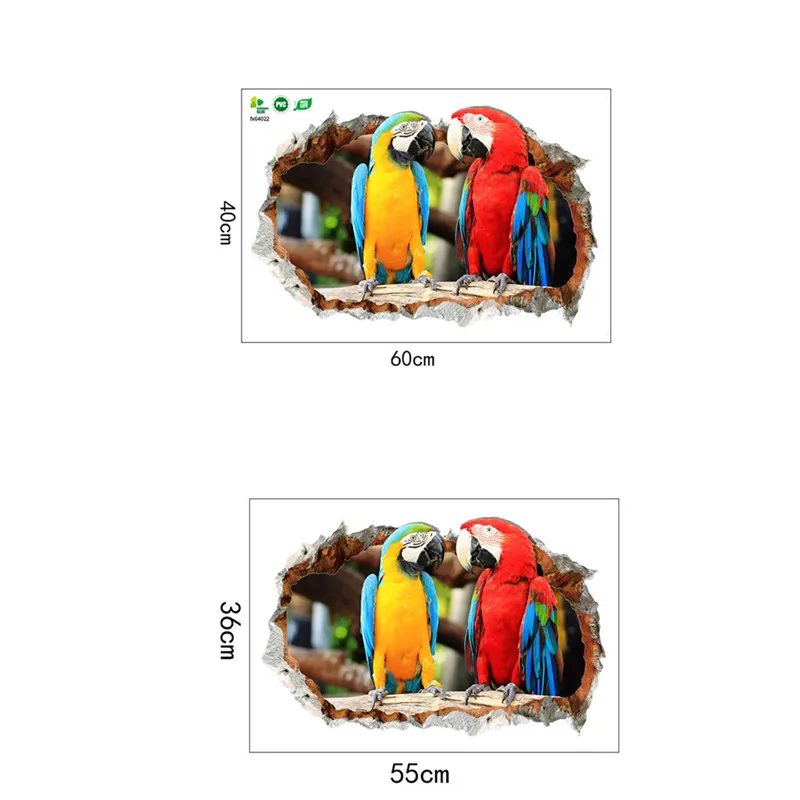 Kakuder стена наклейка s 3D попугай декоративная живопись для спальни гостиной ТВ Наклейка Фреска милые обои Decoracion Hogar модно