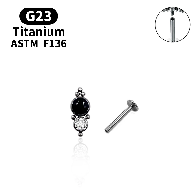 2021 ASTM F136 Titanium 16G Labret Ring Piercing CZ Stone Helix Tragus Cartilage Earring Stud Labret Lip Piercing Body Jewellry 