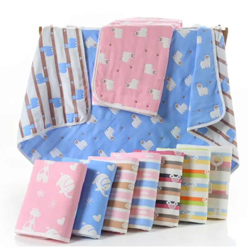 

Baby Bath Towel Jacquard Cartoon Pattern Six-layer Gauze Fabric Towel Blanket Children Quilt Blanket