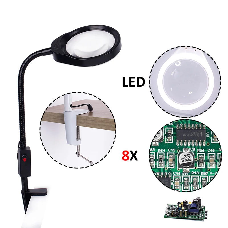 magnifier with illumination magnifying glass with led light support desk magnifier lamp magnifying glass lamp glasses