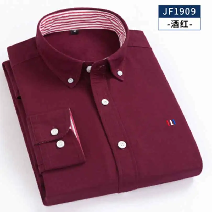 Burgundy shirt Новинка, хлопковая вымытая японская рубашка оксфорд, мужская рубашка с длинным рукавом, модная Повседневная рубашка, camisas de caballero camisas sociais, мужская деловая рубашка, sle - Цвет: Burgundy shirt