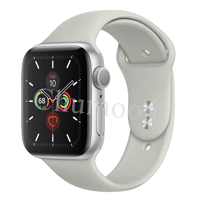 Спортивный ремешок для apple watch 38 мм 42 мм correa iwatch 4 ремешок 44 мм 40 мм силиконовый резиновый ремешок для часов Браслет apple watch 5 4 3 2 - Цвет ремешка: official fog