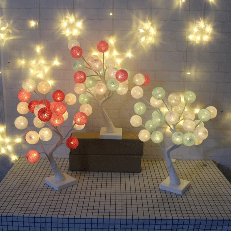 LED desk decoration table lamp USB / battery-powered cotton thread ball shape bedside bedroom room lighting | Лампы и освещение