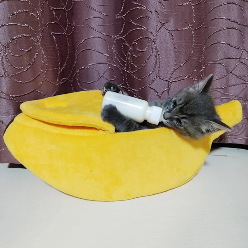 

Velvet Fabric Sponge Dog Cat Pet Bed Sofa Banana Design House Pet Sleeping Beds House