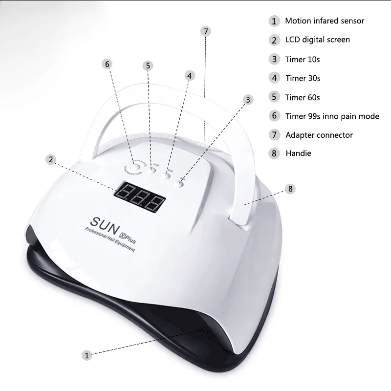 SUN X Plus УФ светодиодный Сушилка для ногтей 54 Вт Гель-лак отверждаемая лампа с нижним таймером ЖК-дисплей быстросохнущая лампа для ногтей маникюрные инструменты
