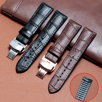 

PEIYI Leather+ waterproof silicon rubber bottom watchband black brown blue wristband for men and women 20mm 22mm 24mm
