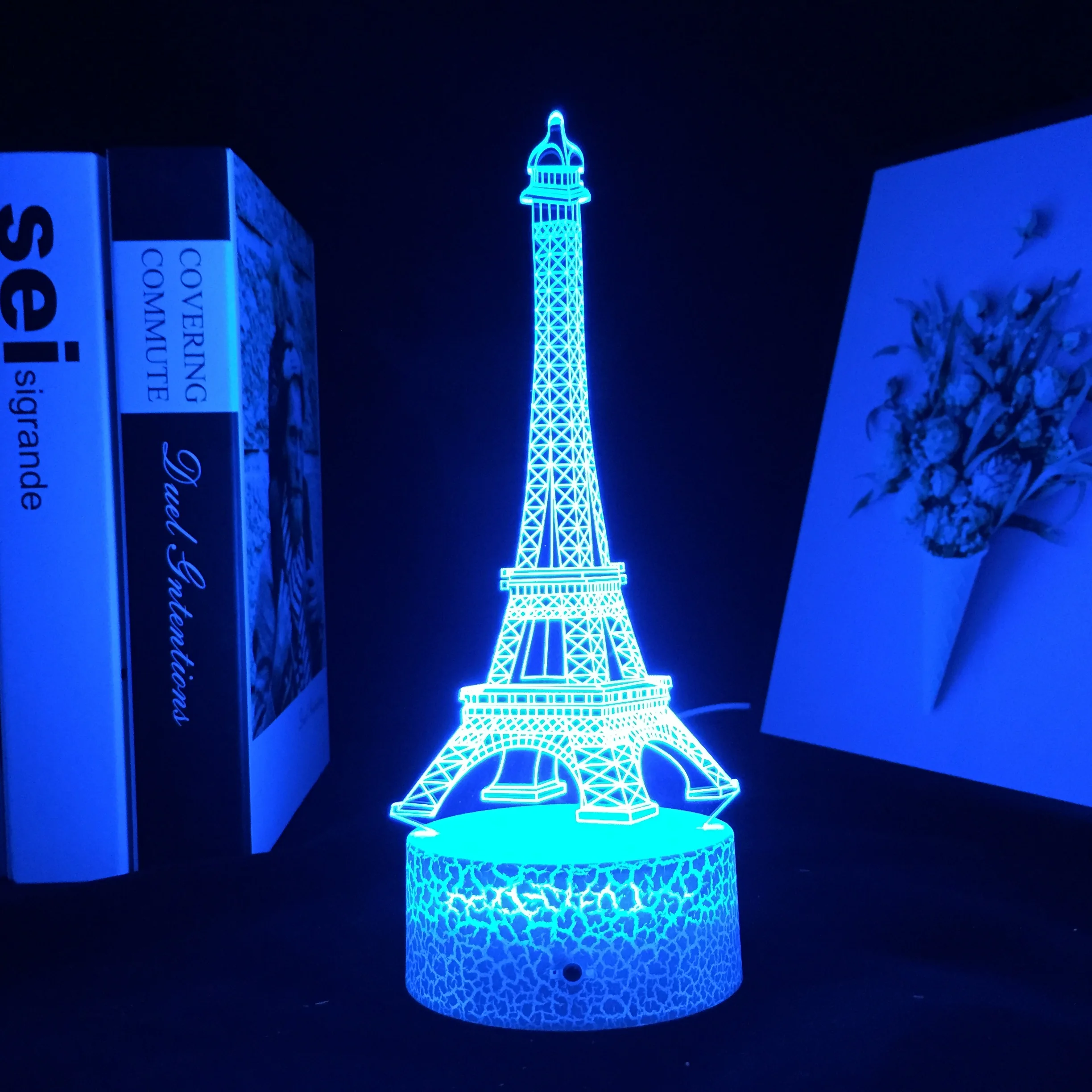 

Paris Eiffel Tower 3D Illusion LED Night Light Unique Birthday Gift Table Lamp Color Changing Baby Bedroom Decor Lights Dropship
