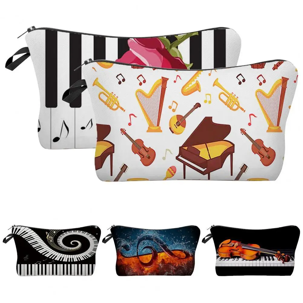 

Легкие сумки для туалетных принадлежностей, портативная подвесная сумка с принтом музыкальных инструментов, многофункциональная косметичка для отпуска