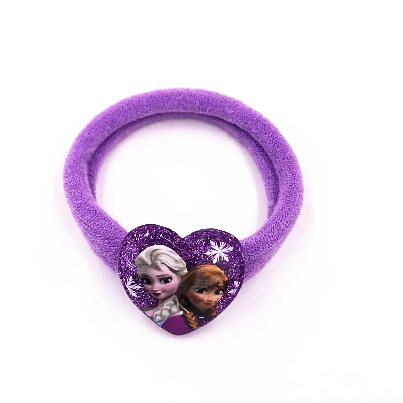 2PCS/Set Cute Cartoon Character Icon Snow White Elsa Aurora Anna Princess Resin Head Wear Rubber Ropes Elastic Hair Bands