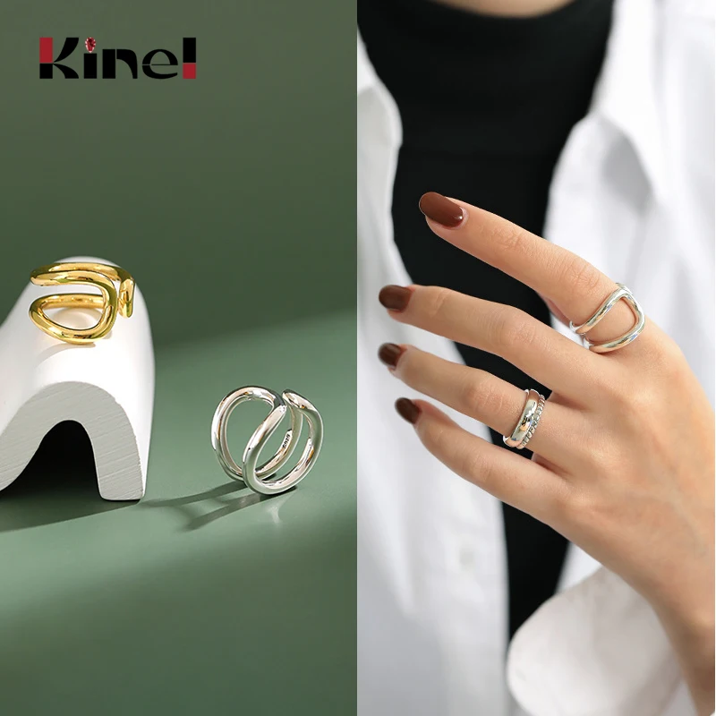 

Kinel 10.8g 925 Sterling Silver Ring Fine Jewelry Bague Engagement Party 18K Gold Wedding Rings for Women Bijoux Femme