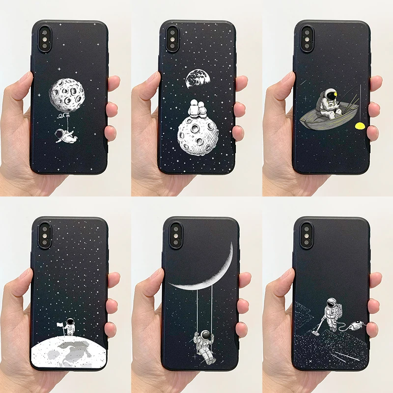 Чехол для телефона с космическим космонавтом iPhone 11 Pro XR X Xs Max 8 7 6 Plus 6S 5S SE матовые