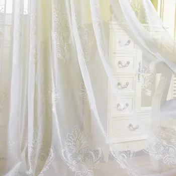 

Customized American Country Style Simple Modern Cotton and Hemp Embroidery Tulle Curtains for Bedroom Curtains for Living Room