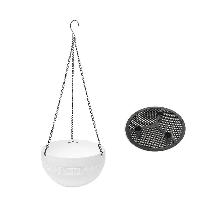 Imitation Rattan Hanging Basket  Flower Pot Chain  Basin  Economic Hydroponic Plants Plant Grow Basin Home Garden Decoration white