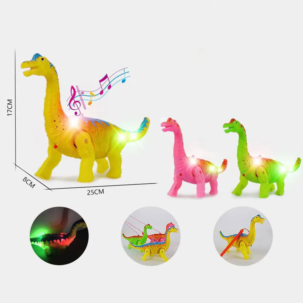 Электронный Робот, светильник со звуком и музыкой, Электрический вокальный поводок для прогулок, игрушки динозавров для детей