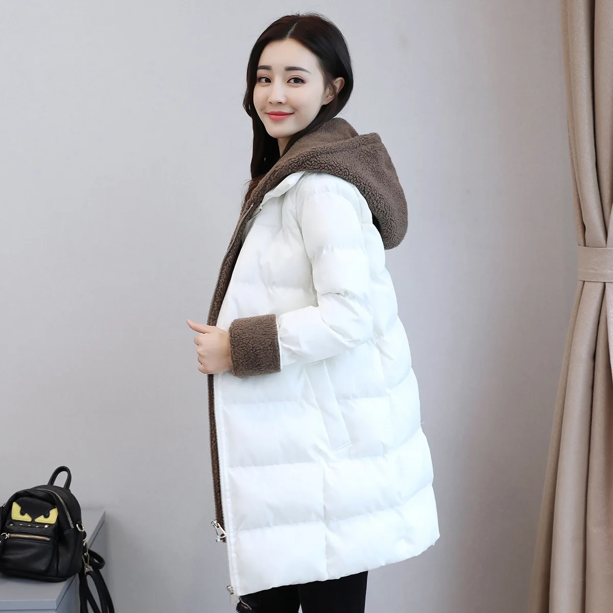 

2019 Winter Thick Long Sleeve Slim Fit Cotton-padded Clothes/Cotton Coat Commuting Hooded Zipper Trend