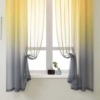 

Gradient Color Cafe Voile Panel Privacy Living Room Kitchen Romantic Light Filtering Bedroom Window Curtain Ombre Drape Tulle