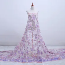 Новая Цветочная кружевная ткань вышивка ажурная ткань дизайнерские женские платья DIY из парчи материал фиолетовый/розовый по двору 90x130 см