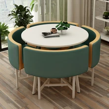 Ensemble de table à manger, 4 chaises de bureau, siège de réception, table de négociation, ronde, décontractée, pour les visiteurs