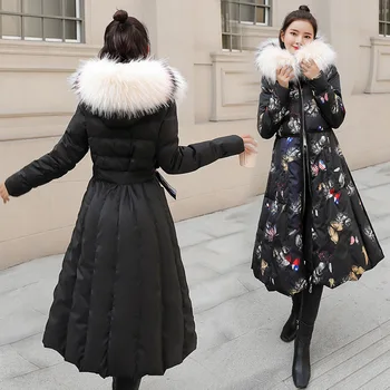 

Fashion New Winter Hooded Long Thick Warm Down Cotton Jackets Ladies High Quality Slim Double Side Wear Padded Coat Parkas Women