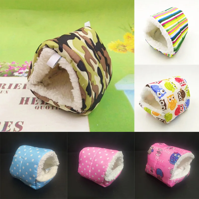 

Mini Animal House for Hamster Cloth Keep Warm Portable Hamster Accessories Cartoon Pattern Small Anima Nest Bed