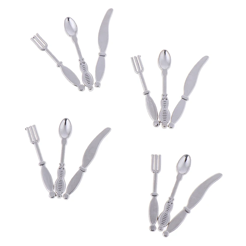 Mini 1/12 Dollhouse Miniature Kitchen Tableware Spoon Knife Fork Set Accessories Pretend Play Toys | Игрушки и хобби