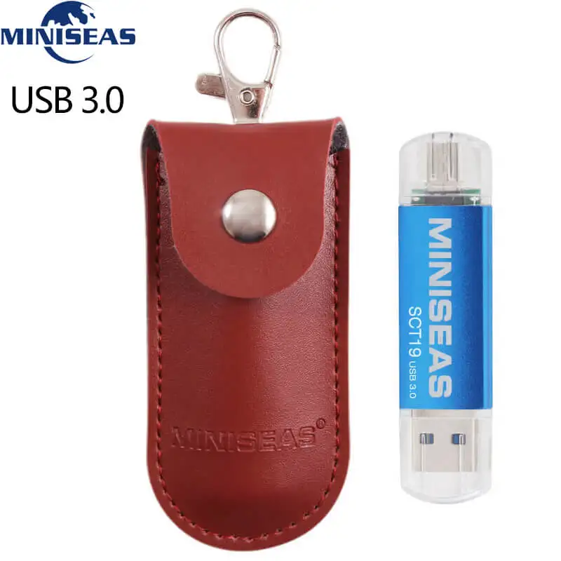 Usb 3,0 Miniseas OTG USB флеш-накопитель для смартфонов/планшетов/ПК 8 ГБ 16 ГБ 32 ГБ 64 Гб 128 ГБ флеш-накопитель высокоскоростной флеш-накопитель - Цвет: blue with Rbag