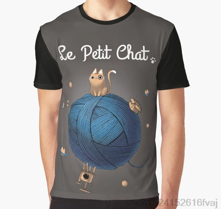 Женская футболка с принтом Мужская забавная Футболка Le Petit Chat графическая